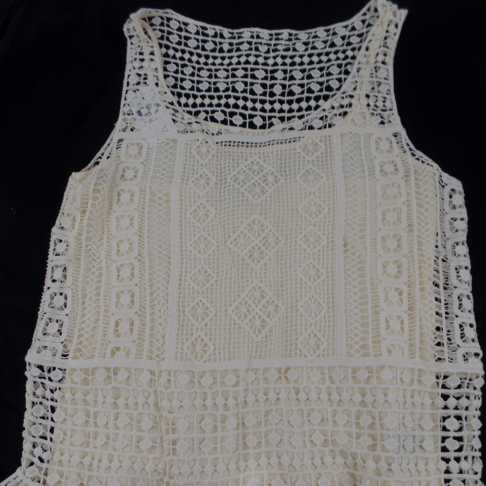 Ralph Lauren Elegant Crochet Lace Tank Top Boho L